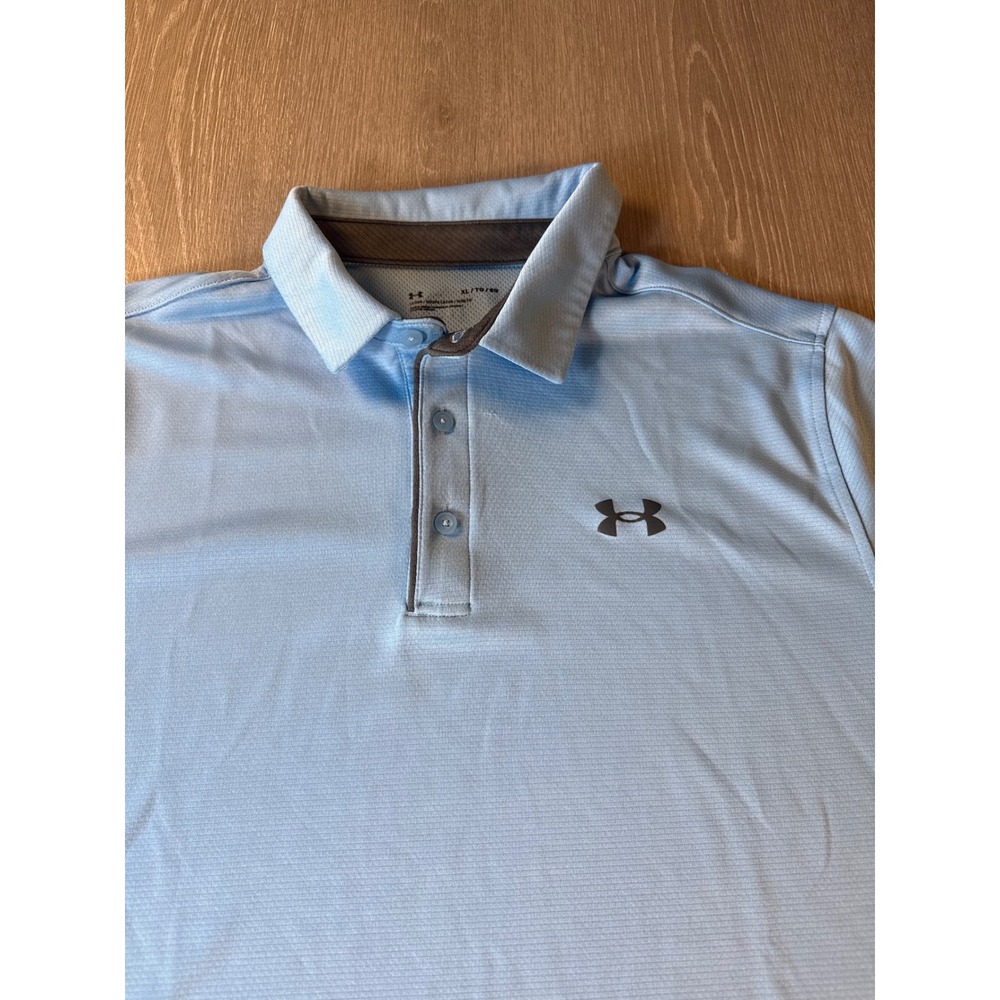 Under Armour Mens XL Light Blue HeatGear Loose Fit Short Sleeve Golf Polo Shirt